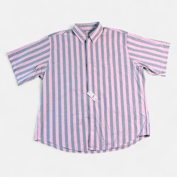 Brooks Brothers Pink Striped Short Sleeve Button Shirt Size XXL Madison Fit NWT - Picture 4 of 11